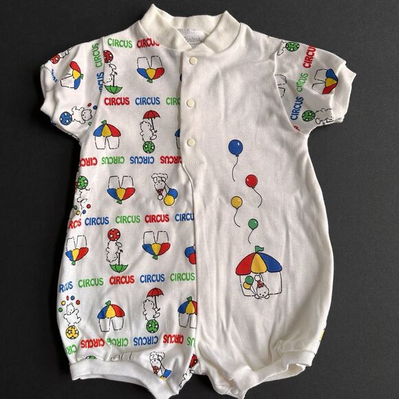 Vintage Carter’s Baby Romper 6-9M Circus Bear Balloons 90’s One Piece - Picture 1 of 6